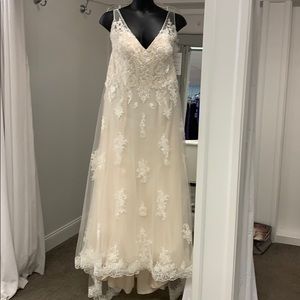 Champagne colored plus size wedding dress.